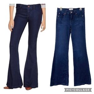 Free People Size 27” Dallas Flare Leg Mid-Rise Dark Wash Jeans